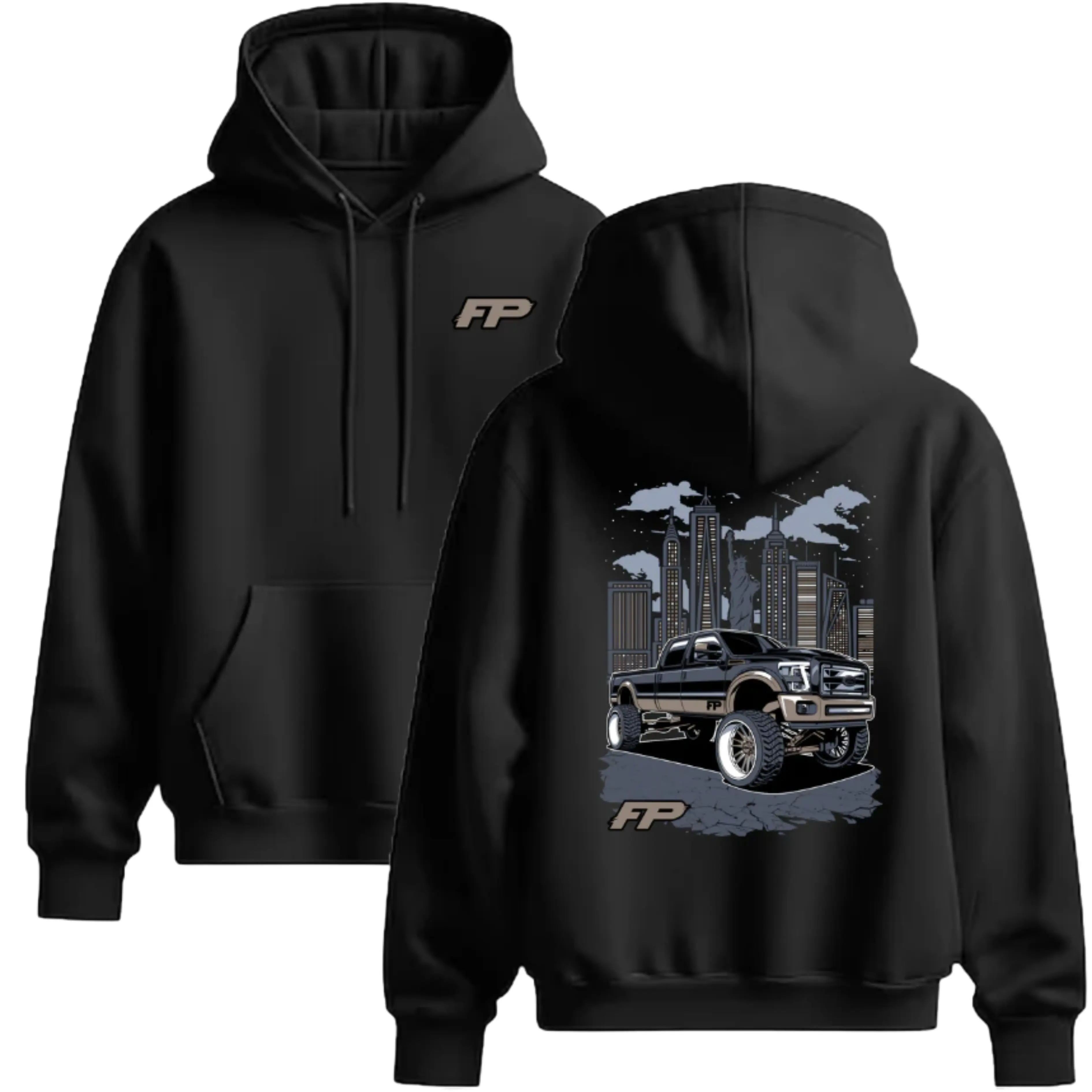 Graphic-Hoodie FP Performance Truck Hoodie 2-Sided Pickup Truck Graphic Pullover, Diesel Lifestyle Streetwear Hoodie for Men & Women, Trendy Fall Outfit Oversized Long Sleeve Hoodie, Truck Enthusiast Gift Apparel