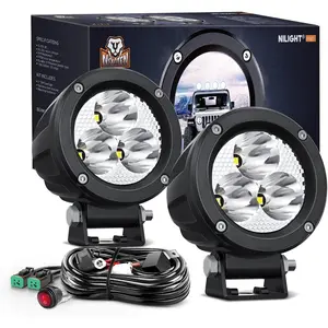 Nilight 3Inch Round Motorcycle Led Light Pods 2PCS Spot Led Fog Light 1550LM Built-in EMC Offroad Driving Auxiliary Ditch Light for Motorbike SUV ATV Truck Boat Tractor Forklift High Lumen Headlight dealsforyoudays Yellow Lens