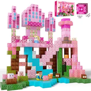 200/150/100pcs Pink Princess Castle Magnetic Building Blocks | STEM Montessori Toys & STEM Learning Tool for Girls Age 3+ | Large Safe Magnetic Cubes Set | Ideal Birthday & Christmas Gift for Toddlers