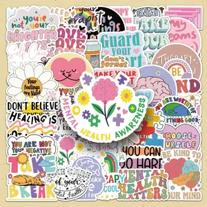 Mental Health Themed Sticker, 50pcs/set Creative Graffiti Sticker, DIY Decorative Sticker for Scrapbooking & Journal Making, Sticker Packs