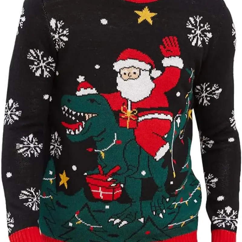 Men's Ugly Christmas Sweater Holiday Party Knitted Pullover Xmas Sweater Santa Claus-1