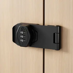 Cabinet Lock Keyless 3-Digit Password Combination Code Hasp Latch Lock Twist Knob for Wooden Drawer Cupboard Black 3 inch