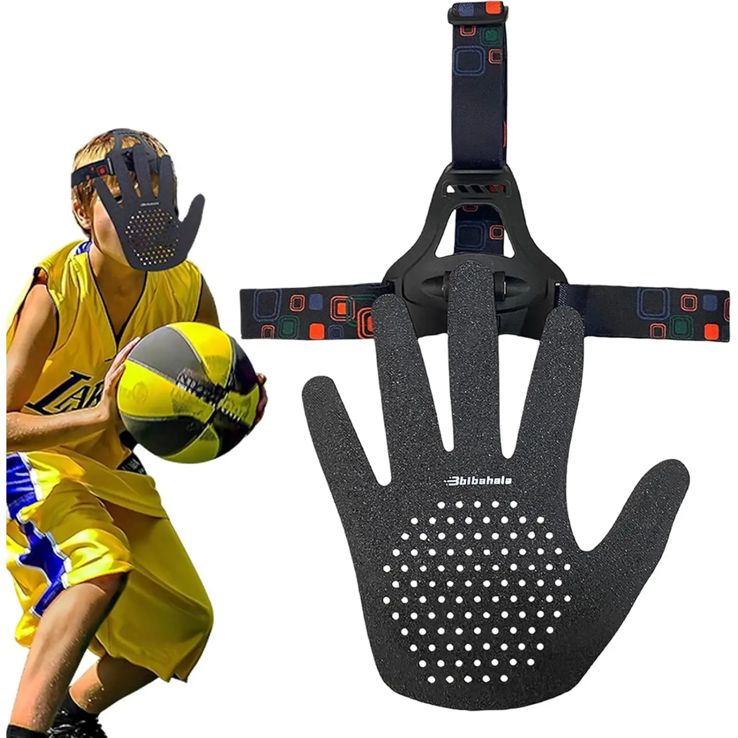 Basketball Training Aid with Hand-Shaped 3D Eye Blocker - Unisex Adjustable Defensive Mask for College & Youth Players, Breathable Fabric, Impact-Withstanding, 3D Eye Protection, 2 Styles, Enhanced Control, Secure Fixation