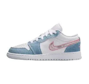 Nike Air Jordan 1 Low SE Denim Sequin HQ2001-400 GS & Womens Fashion Sneakers New