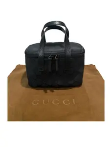 Pre-owned GUCCI GG Canvas Mini Bags Gucci Black Vanity Bag with Dustbag