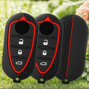 Premium Protective Key Cover - 3 Button Silicone Car Key Cover For Alfa Romeo 4C Mito Giulietta Myth 159 GTO GTA Flip Remote Key Car Accessories