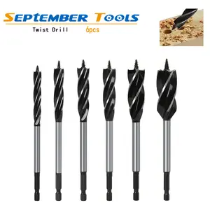 6pcs Twist Drill Bit Set Wood Fast Cut Auger Carpenter Joiner Tool Drill Bit For Wood Cut Suit for woodworking