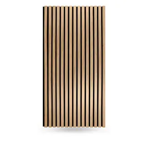 Light Walnut Acoustic Slat Wood Wall Panels – Soundproof 3D Decorative Wall Paneling, Wide Plank Interior Wall Cladding for Modern Home Decor, Living Room, Bedroom & Office (94.5" x 24")