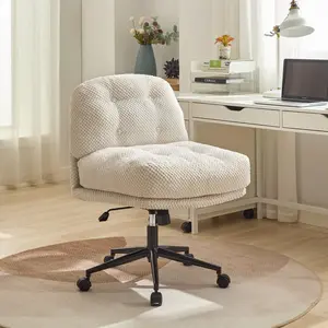 Criss Cross Chair – Multi-Angle Recline (120°–100°–20°), Height Adjustable 21"–24", Ergonomic Backrest, Breathable Furry Fabric, Sturdy Base with SGS Gas Lift & Quiet Casters – Ideal for Office, Vanity & Home.