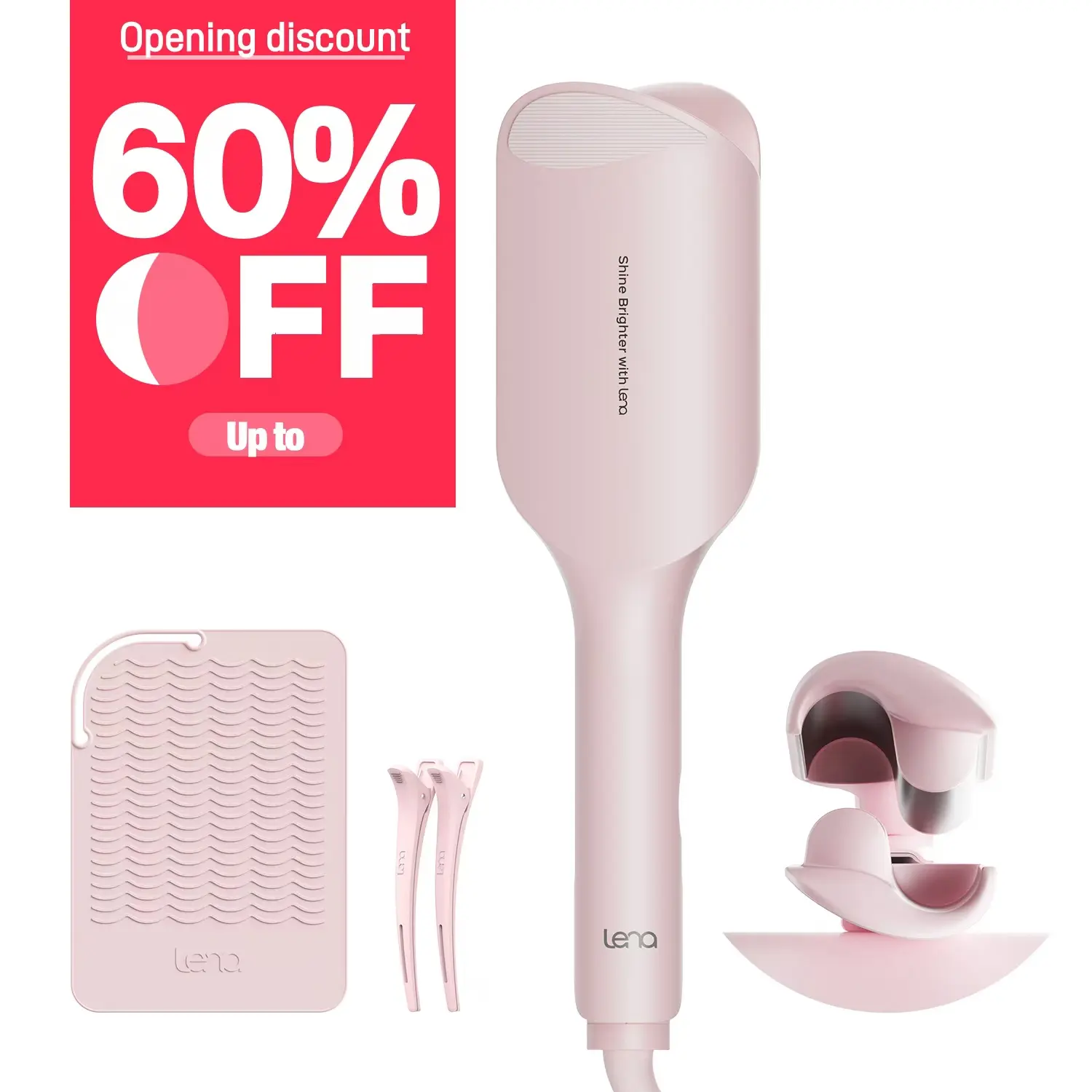 LENA Wave Curling Iron for Wide Deep Waves , Anti-Scald , 1.25 inch Fast Heating Curling Wand, 3 Temp Ceramic Waver, Titanium Plate Comfort