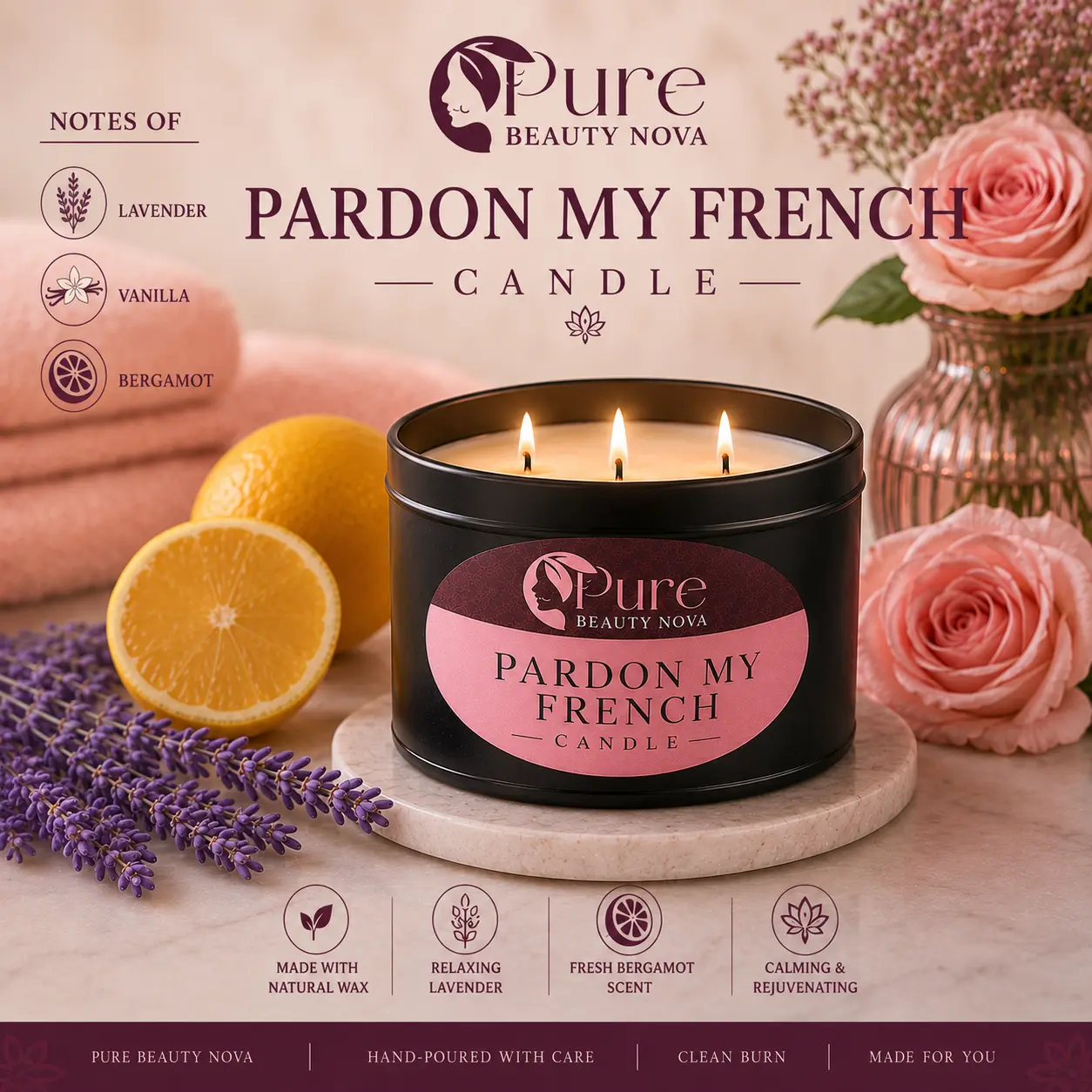 Pardon My French  Scented Candle