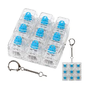 3 PCS Pack 9 in 1 Keyboard Fidget Toy, Keyboard Fidget Keychain Keyboard Decompression Button Finger Clicker Toys Stress Relief Fidget Gifts (Clear)