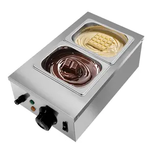 2 Tanks Chocolate Melter, Chocolate Tempering Machine with Lid and Temperature Limiter,Electric Chocolate Melting Pot for Milk Coffee Cheese, 800w
