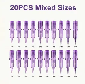 20-Pack Mixed Sizes Ballpoint Pen Saturated Pigment Refills for Writing and Drawing - 1RL, 3RL, 5RL, 7RL, 3RS, 5RS, 7RS, 5M1, 7M1, 9M1