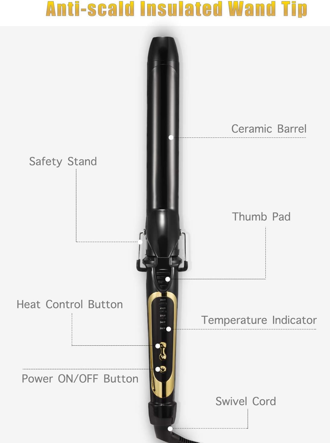 Lanvier 1.25 Inch Curling Iron, Extra Long Barrel 1 1/4 Inch Curling Iron for Medium & Long Hair up to 450°F Worldwide Dual Voltage Hair Curler for Traveling, Hair Waving Style Tool – Black Lanvier 1.25 Inch Curling Iron, Extra Long Barrel 1 1/4 Inch Curling Iron for Medium & Long Hair up to 450°F Worldwide Dual Voltage Hair Curler for Traveling, Hair Waving Style Tool – Black