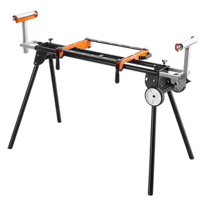 VEVOR Miter Saw Stand, 550lbs Load Capacity Steel Collapsible Stand for Miter Saw with One-piece Mounting Brackets Clamps, Adjustable Height and Length, Portable Compact and Folding Miter Saw Stand