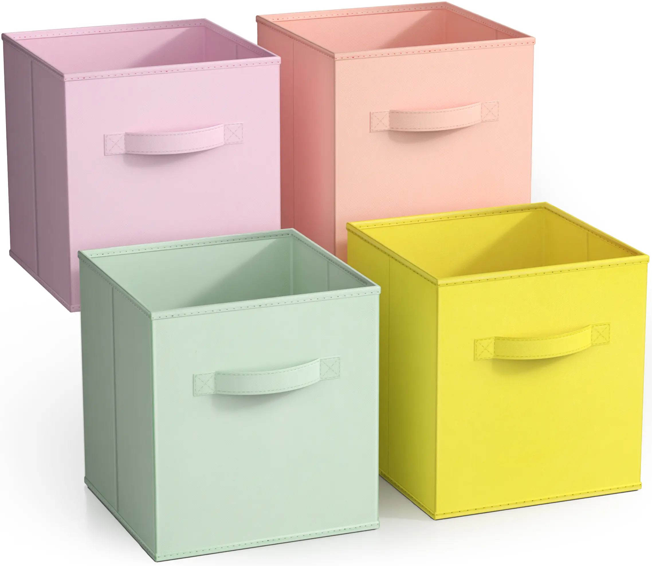 Sorbus Kids & Nursery Collapsible Cube Fabric Storage Bins - Pack of 4, Pastel Colors Clothes Boxes
