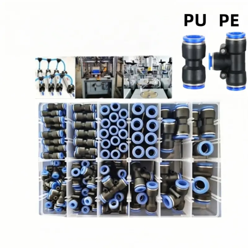 Pneumatic Quick Connectors, Straight Push in Fittings, 1 Set Air Pipe Fittings, Quick Release Adapters, Quick Couplers, Garden Tool Accessories, Air Hose Connector, Hose Attachment, Secure Hose Connections