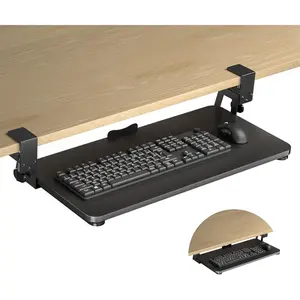 Keyboard Tray Under Desk Large C-Clamp 25.6” (30” Including Clamps) x 11.8” Slide-Out Pull Out Keyboard & Mouse Tray Platform Computer Drawer Black DSF4