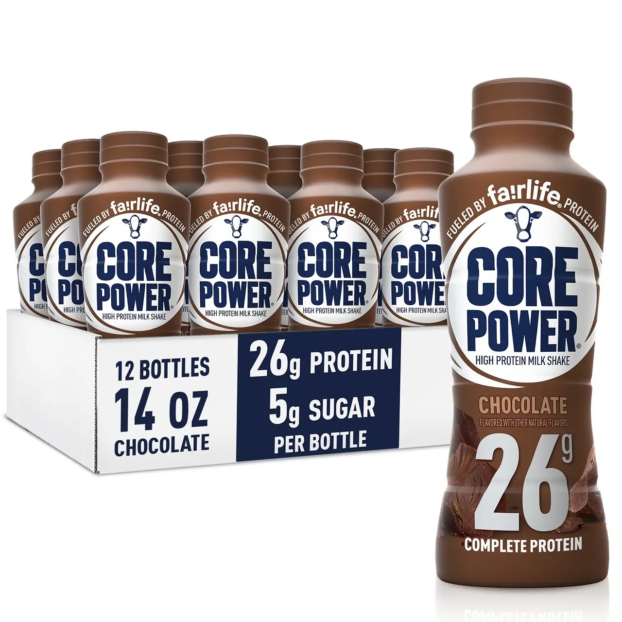 Core Power chocolate Fairlife 26g Protein Milk Shakes, pack of 12 Dietary Fitness