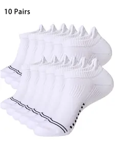 10 Pairs Women's Compression Running Socks,  Ankle Support Sports Socks, Low Cut Cushioned Athletic Socks for Comfort & Performance, Soft Breathable Socks