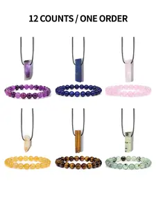 Natural Crystal Beaded Bracelet & Pendant Necklace Set, Fashion Jewelry for Party, Daily Clothing Decor, Trendy All-match & Exquisite Jewelry for Birthday Gift