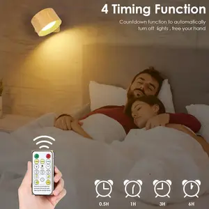 Cordless Magnetic LED Wall Sconce, 360° Rotatable Rechargeable RGB Wall Light with Remote & Touch Control, Dimmable 3 Color Temp & Timer for Bedroom Bedside