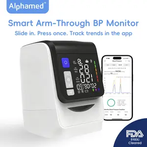 Alphamed Smart Upper Arm Blood Pressure Monitor Led Display, One-Touch Measurement, High Accuracy, No Cuff 199x3 Reading Memory, Medical Grade Bp Monitor for Family Health Monitoring Equipment,  Healthcare, Kit