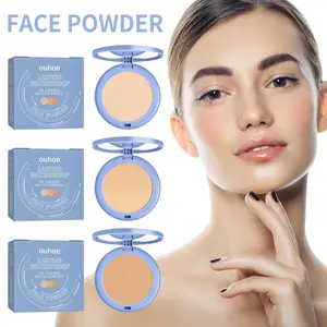 OUHOE 50g Compact Powder Foundation, Oil-Control Alcohol-Free Dry-Wet Dual-Use Finishing Matte Powder, Natural Concealer, Lightweight Breathable Waterproof Makeup Beauty Cosmetics for All Skin Types Double-Layer Air Cushion BB Cream