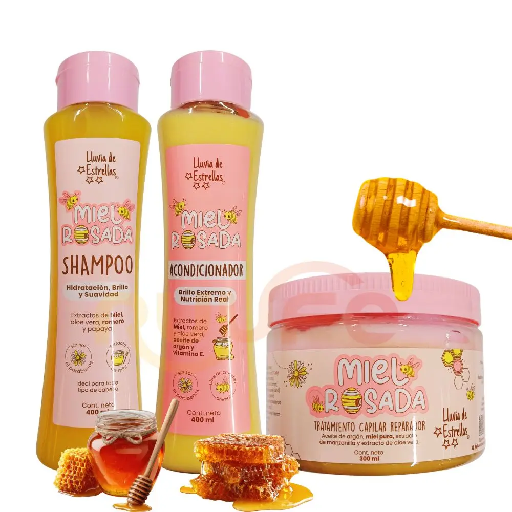 Lluvia de Estrellas Honey Shampoo x 400ml Honey conditioner  lluvia de estrellas x 400ml y Hair Mask Honey x 300ml (3 Pack)