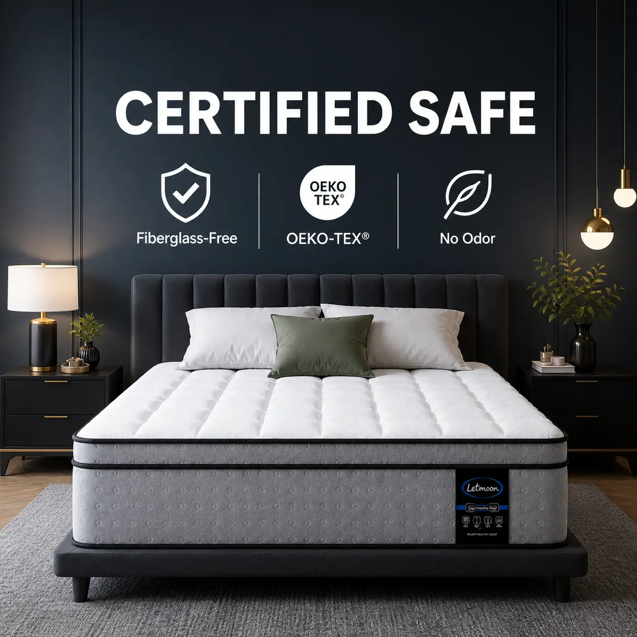 FANSACE 14in Hybrid Mattress in a Box (Queen/California King Size), Medium Firm, Supportive Memory Foam, Pocket Coils, Strong Edge Support, Pressure Relief, Knit Cover, Box Delivery