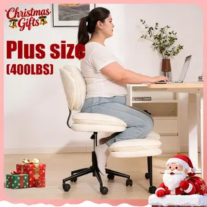 【Plus Size】HOMRELEXA Oversized Ergonomic Cross Legged Swivel Chair, Adjustable Height and PU Leather, corduroy materials, Meditation Chair with Back Support, Kneeling chair, meditation chair Home and Office