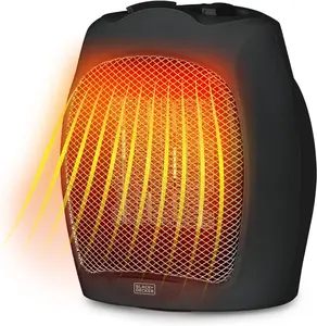 BLACK+DECKER Electric Heater, Portable Heater with 3 Settings, Ceramic Heater for Office, Home or Bedroom, Space Heater with Adjustable Thermostat Control, Black
