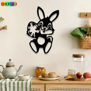 1pc Bunny with Easter Egg Metal Wall Art, Bunny Holding Egg wall Scupltures Mural, Artistic Metalwork, Intricate Craftsmanship, Perfect for Easter, Spring Decor, Perfect for Living Room Kids Bedroom Nursery Decor, Ideal Gift for Easter Enthusiasts.