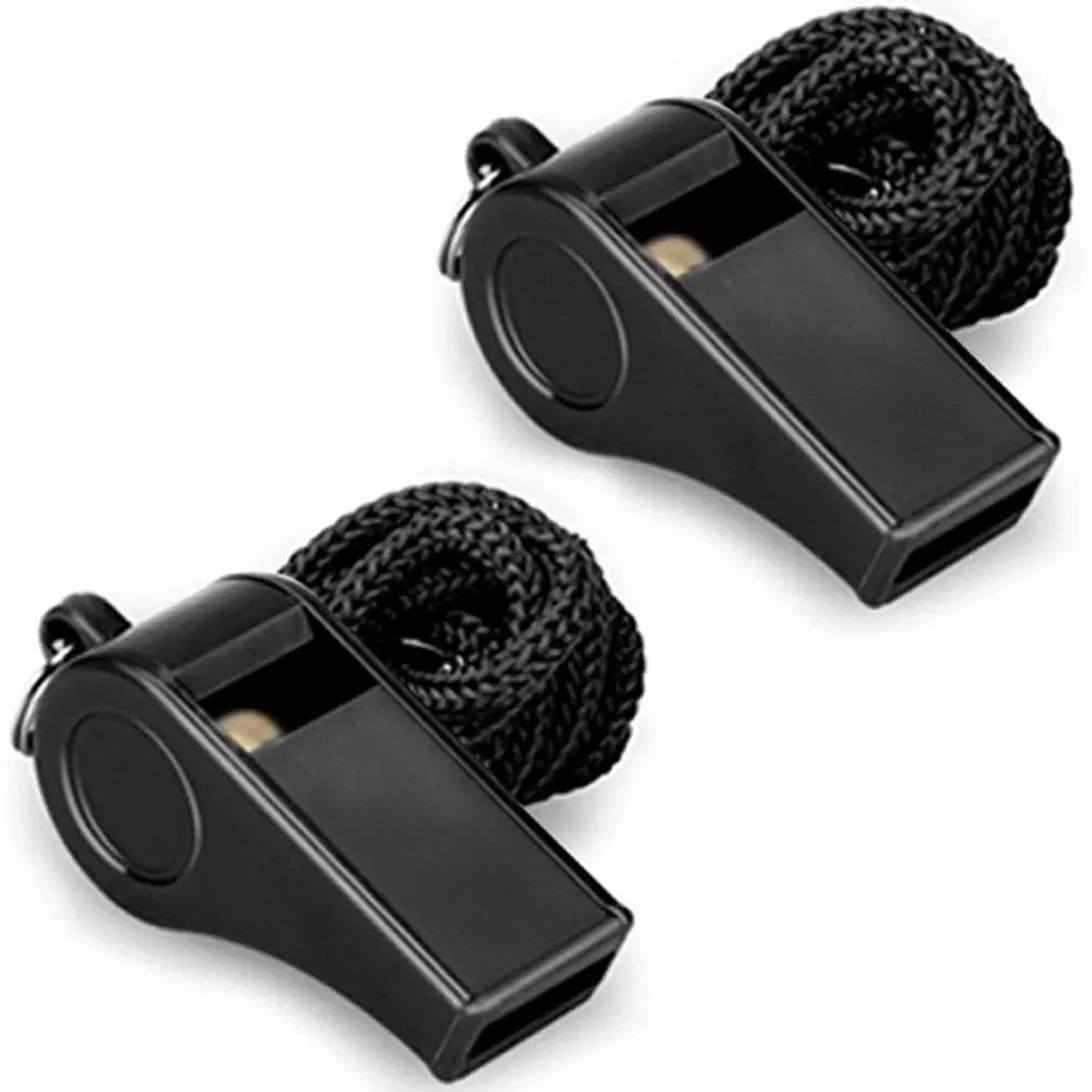 Whistle, 2 Packs Plastic Sports Whistles with Lanyard, Loud Crisp Sound Whistle Ideal for Coaches, Referees, and Officials