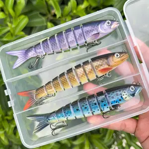 3-pack Multi-Jointed Fishing Lures Kit 8-Segment Minnow & Pencil Hard Baits Realistic Sinking Swimbaits Durable Sharp Hooks Lifelike Action for Freshwater Saltwater Trout Bass Fishing Outdoor Angling Tackle Gear