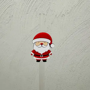 Holiday Christmas Santa 3D printed 8mm Straw Topper