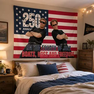 Fourth of July Patriotic Flag - Funny Movie Themed Freedom Banner, Independence Day Decor, Red White and Blue Outdoor Flag