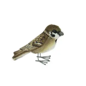 212 MAIN Hansa 3.6 in. Small Size Sparrow Plush Toy, Plush Fabric Cat Toy with Realistic Look for Creative Play