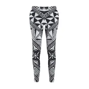 Fiji Print - tribal tapa print Women's Cut & Sew Casual Leggings
