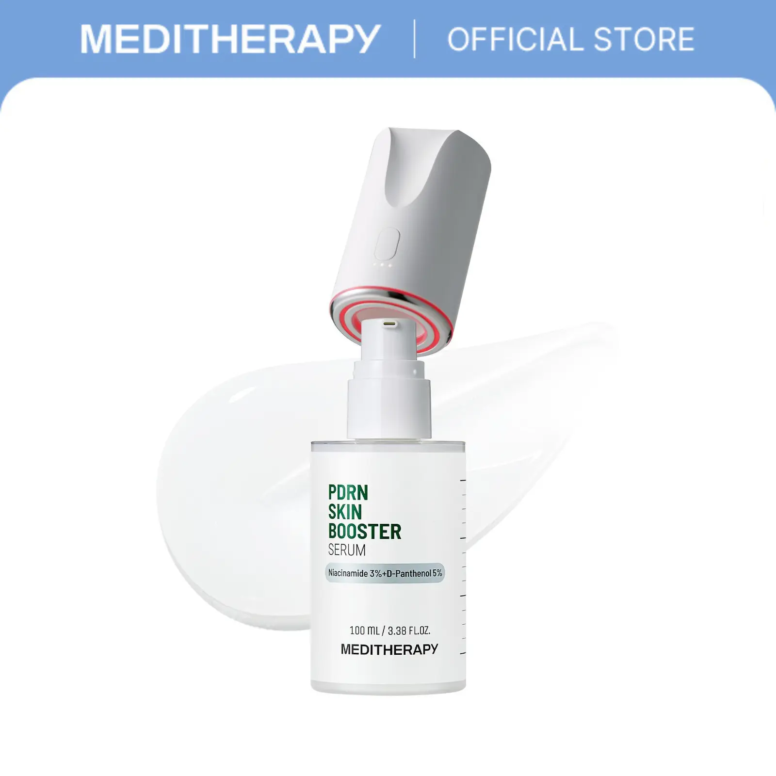 PDRN Skin Booster Serum with Device | Centella-PDRN+D-Panthenol for Redness Relief & Barrier Repair | Acne Clearing & Pimple Calming Centella Serum for Sensitive, Acne-Prone & Irritated Skin | MEDITHERAPY Official