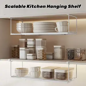 Expandable Dining Tableware Storage Rack Hanging Cabinet Organizer Scalable Kitchen Cupboard Hanger Scalable Kitchen Hanging Shelf Cutlery