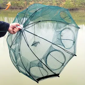 1-piece 6-hole foldable polygonal umbrella fishing net, portable fishing tool for easy catching of small fish, crayfish, and crabs