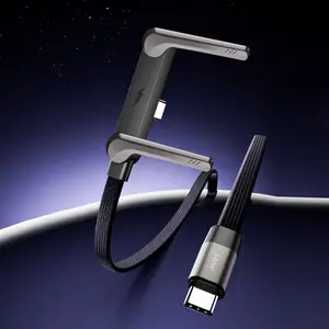 240w Fast Charging Cable, Foldable Stand Charger Line, 1.5m Durable Braided Data Line, Folding Phone Stand, Type-C to Type-C, Suitable for Various Devices