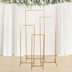 Set of 4 Gold Metal Frame Wedding Arch, Rectangular Backdrop Stand, Floral Display Frame 3.5ft, 4.5ft, 5.5ft, 6.5ft