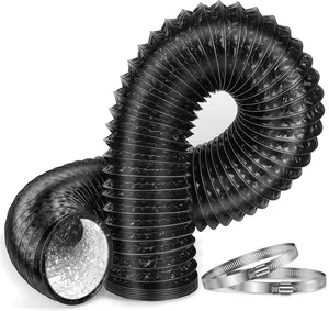 [New Deal] 4-Inch 6.55-Feet Long（200cm）Dryer Vent Hose, Thickened aluminium foil flexible aluminium ducting with 2 hose clamps for HVAC, grow tents, kitchen fresh air and exhaust air, bathroom exhaust.