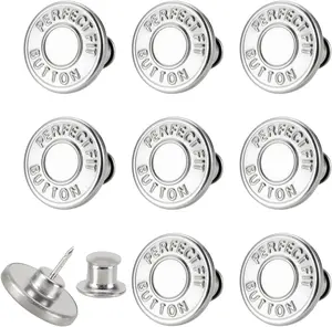 8 Sets of 17 mm Pants Button, Jean Buttons Pins for Loose Jeans, Adjustable Button for Jeans,  and Adjustable Metal Pants Button Tightener