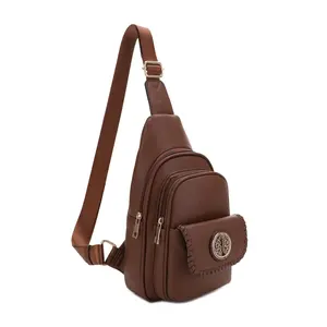 Eva Vegan Leather Triple Compartment Crossbody Sling Bag