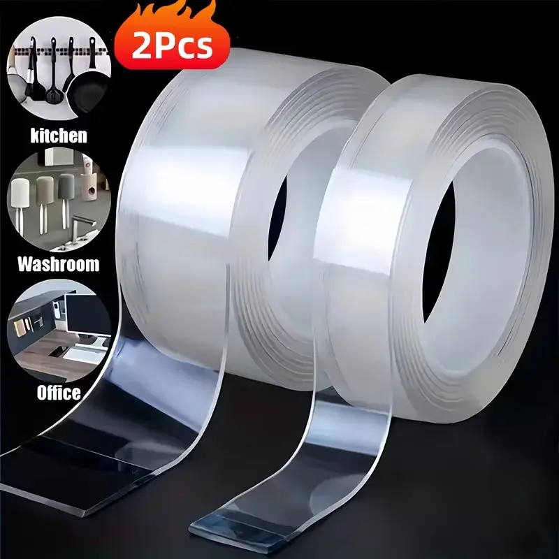 2 Pack Super Strong Self Adhesive Tape, Reusable High Strength Waterproof, Long Lasting Adhesive, Ideal for Home Office Car Crafts Painting Wallpaper