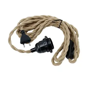 E27 Screw Base Lamp Holder Rope Wire, Eu Plug with Switch, 70.87inch and 177.17inch, Vintage DIY Pendant Light Power Cord, Lighting Accessories, No Bulb and Shade Included
